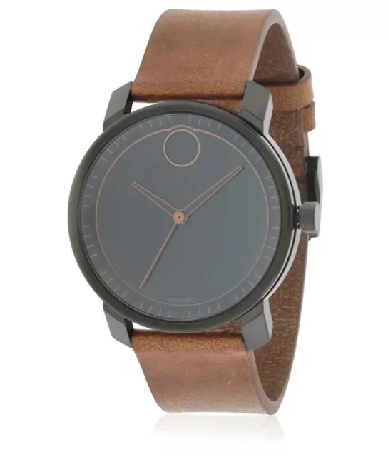 Brand New Movado Bold Men’s Black Dial Brown Leather Strap Watch 3600489