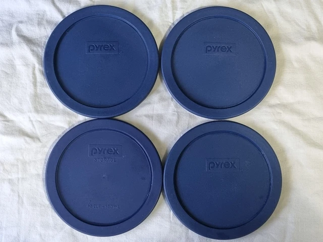Pyrex 7201-PC 12-Pack Round Plastic Lids - Set Of 4 Black, 4 Blue, 4 Red For Glass Bowls, Dishwasher Safe