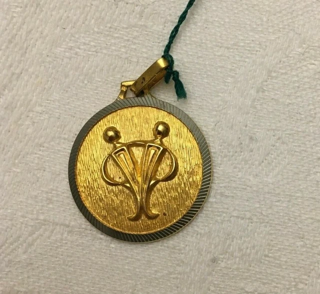 Pendentif Médaille Zodiaque Gémeaux - Plaqué Or - Neuf Sans Emballage