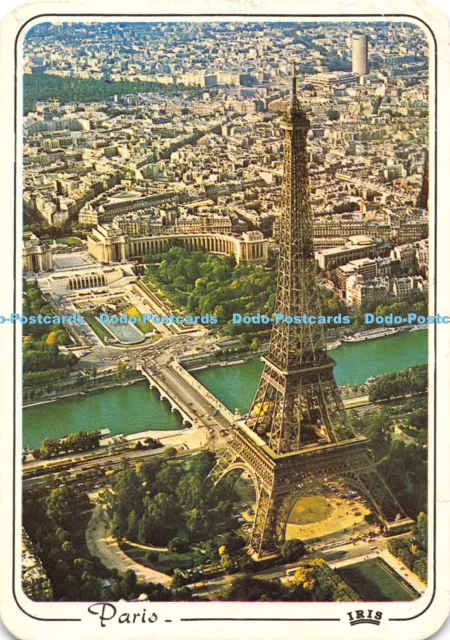 D011075 PARIS. LA Tour Eiffel la Seine et le Palais de Chaillot ...