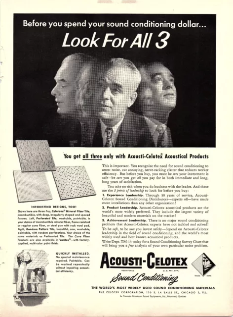 1955 Print Acousti-Celotex Sound Conditioning/Manger Hotels New York  8.5x11