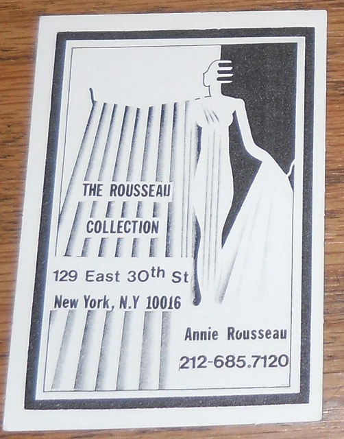 1970's Advertising Business Card~THE ANNIE ROUSSEAU COLLECTION~Photography NY