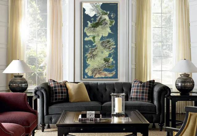 Game of Thrones Westeros Map Framed Canvas Prints Wall Decor Painting Big Size 3