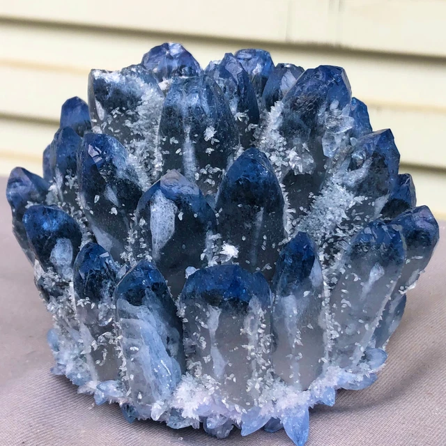 1.77LB New Find blue Phantom Quartz Crystal Cluster Mineral Specimen Healing 7