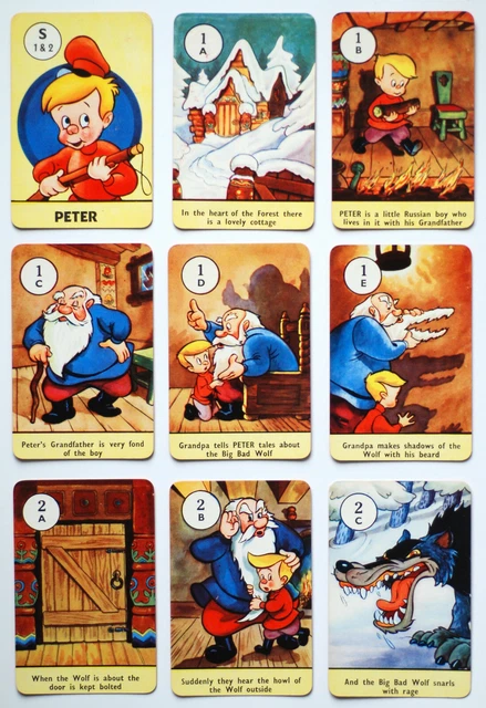 1947 'PETER AND THE WOLF' card game. Pepys.From Walt Disney's "MAKE ...