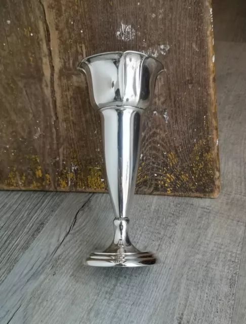 alte 830 Silber Vase mit Glaseinsatz - Trompetenform / Magnus Aase Norway Silver