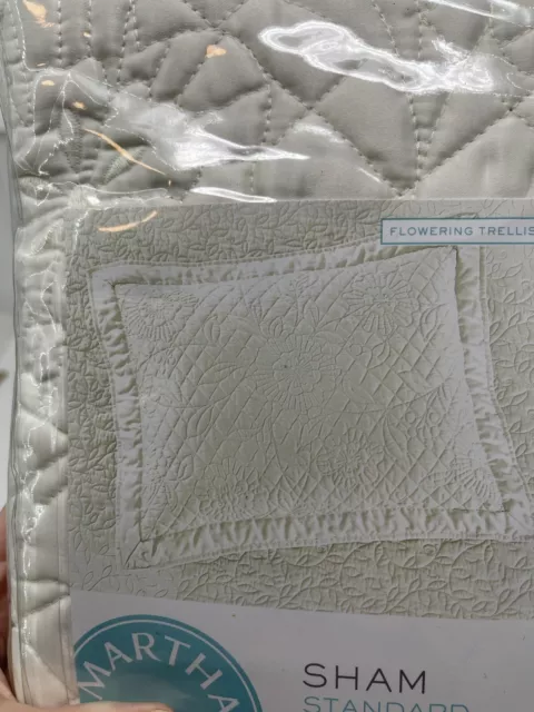 Martha Stewart Sham Standard Quilted Flowering Trellis Ivory 20 x 28" Cotton NEW