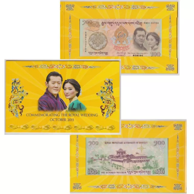 BHUTAN - Royal Wedding Commemorative 100 Ngultrum Banknote (2011) UNC