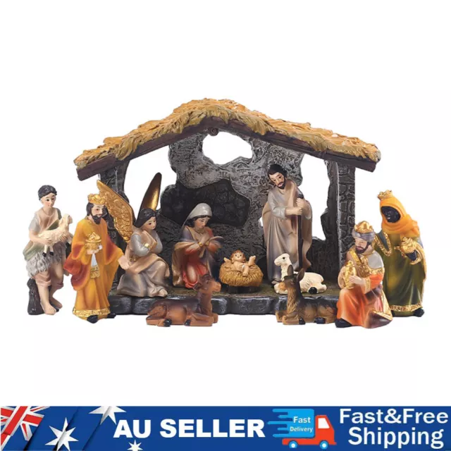 12Pcs Christmas Nativity Scene Set Resin Baby Jesus Village Nativity Scene Decor