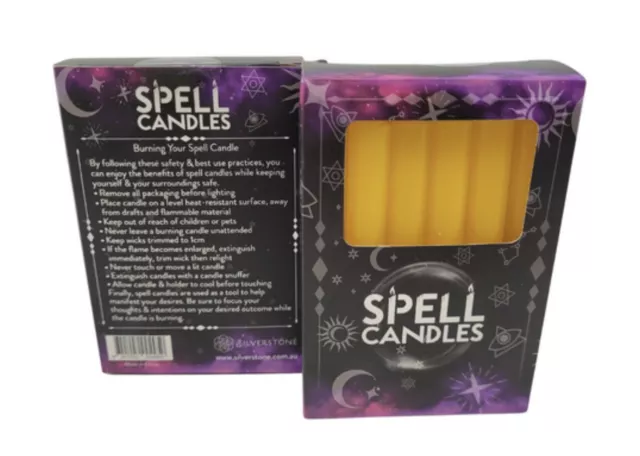 10cm Spell Candle Pack of 12 Gold Yellow. Other Colours Available