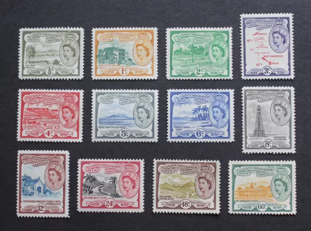 ST. KITTS-NEVIS - 1954 ESCASO JUEGO TEMPRANO QEII A 60c SIN USAR MH LOTE RR