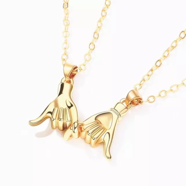 Pinky Promise Couple Necklace Holding Hands Clavicle Chain Lovers Pendant