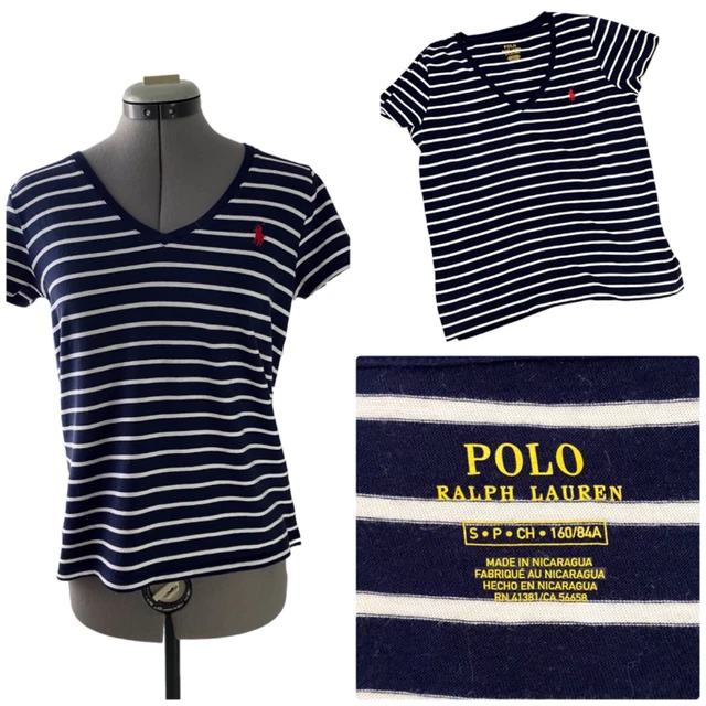 Girls Ralph Lauren T-shirt Age 14-16 Navy Cotton Short Sleeve Crew Neck Logo