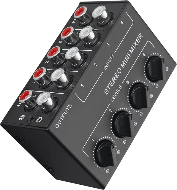 LiNKFOR 4 Channel Stereo Audio Mixer CX400 Metal Shell Support RCA Input and