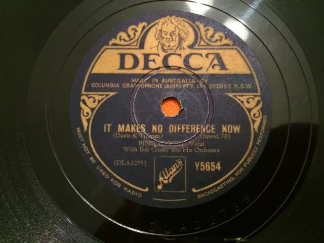 BING CROSBY It Makes No Difference Now/My Old Kentucky Home 78rpm 10" 1942  EXC