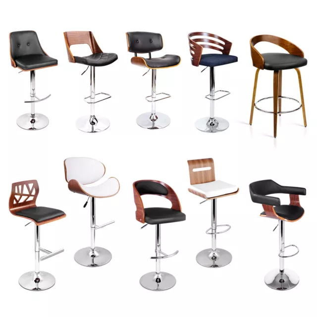Artiss 2x Wooden Bar Stools Kitchen Dining Chairs Bar Stool Black White Leather