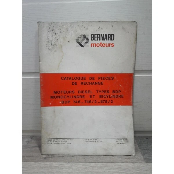 MOTEUR BERNARD DIESEL BDP Catalogue Pieces Detachees EUR 17 25 