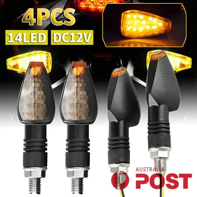 12V 4x Motorcycle Indicators Amber LED Turn Signal Light Universal Blinkers Lamp