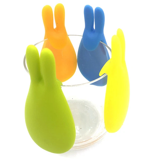 5 piezas Silicona Conejo Vaso De Vino Marcador Creativo Vaso Identificador