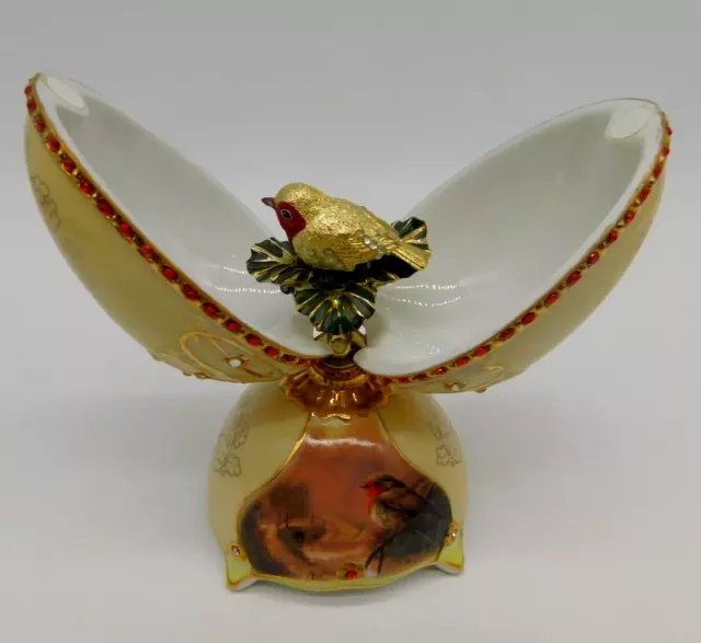 Bradford Exchange - Jewel Of Nature Fabergé Egg Porcelain Robin Musical Egg