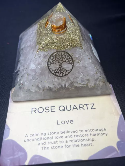 Rose Quartz Orgonite Pyramid Reiki Energy Charged Crystal Healing Tree Of Life