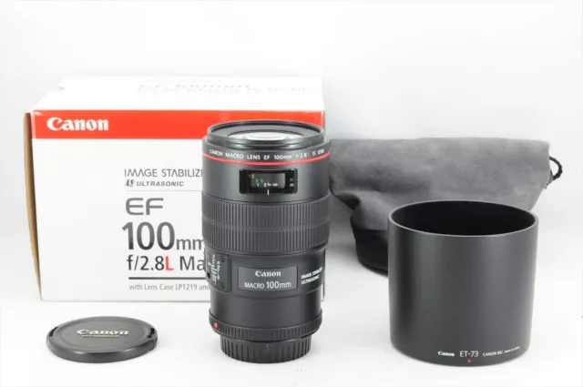 Canon EF 100mm F/2.8 L Macro IS USM Lens + Hood Near Mint in Box From JP #7255