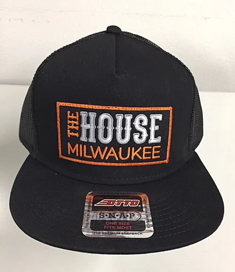 House of Harley-Davidson Custom Embroidered Trucker Cap - HAT BLK/BLK/ORG