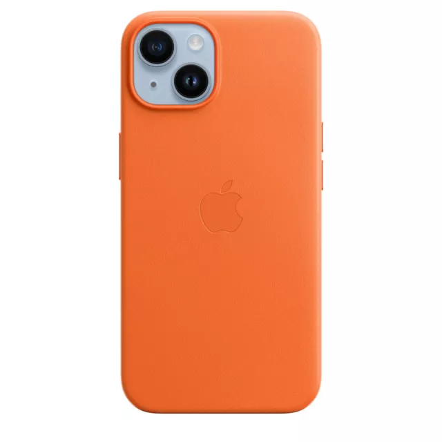 Offizielle Apple Lederhülle mit MagSafe für iPhone 14 - orange 2