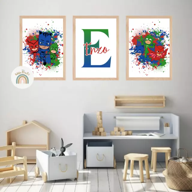 Personalised Pj Masks Prints Superhero Boys Bedroom Decor Pj Masks Wall Art