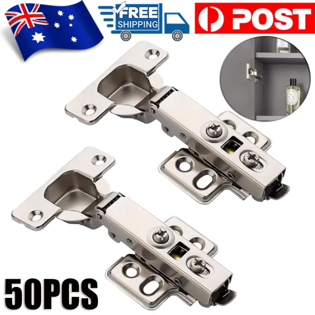 50X Door Hinge Cabinet Cupboard Hinges Soft Close Full Overlay Wardrobe Kitchen