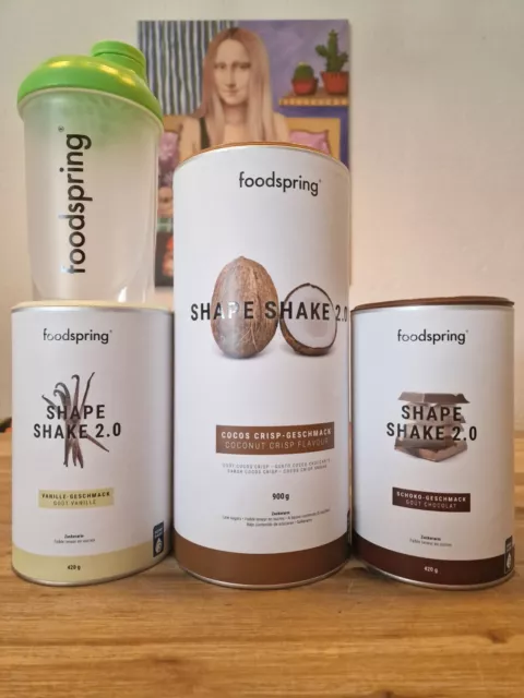 Foodspring 3x Shape Shake 2.0 1x Shaker Schoko Cocos Vanille Paket Diät