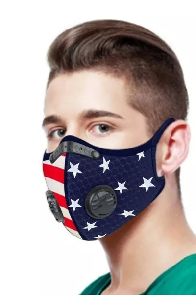 Star Stripes Print Double Air Breathing Valve Mask