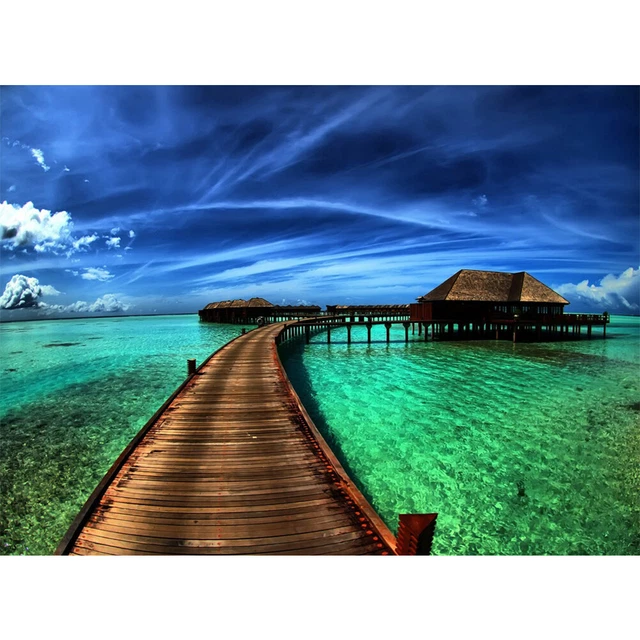 Sea Cabin Canvas Painting Oil Paint By Numbers Wall Art Poster Decor Kit Picture