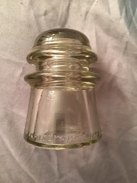 Insulator Glass Armstrong’s  No 2  CD 122 Emb 060 Off Clear  SB Excellent