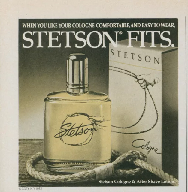 1983 Stetson Cologne After Shave Fits Lasso Easy To Wear Vintage Print Ad SI8