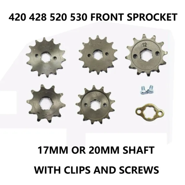 420/428/520/530 Chain 17/20 mm Front Sprocket 10T TO 17 TEETH -CHOOSE YOUR SIZE
