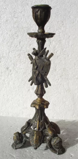 Candeliere Candelabro Araldico Inizio “900 Sculture Scudo Scure Elmo Spada /79