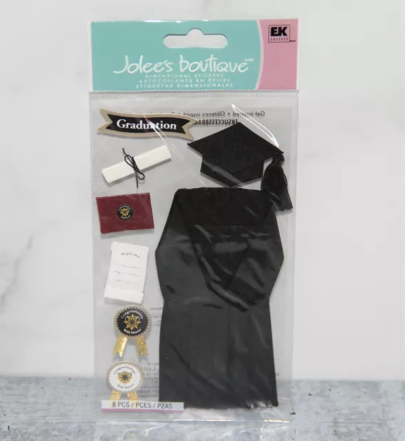Jolee's Boutique Dimensional Stickers-Graduation Cap & Gown - Black, SPJBLG110