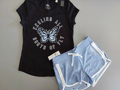 NWT Justice Girls Outfit Butterfly Top - Dolphin Shorts  Size 10