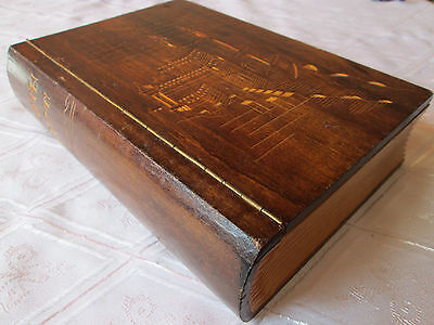 VINTAGE RUSSIAN USSR HAND CARVED WOODEN BOOK SHAPED BOX-LEGENDS of CRIMEA