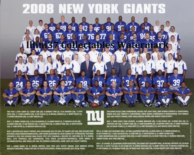 2008 New York Giants Nfl Football Team 8X10 Photo