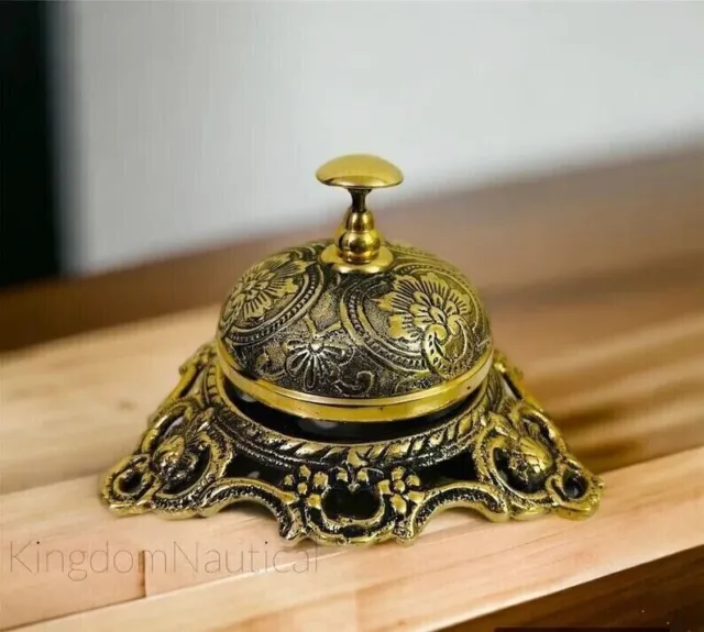 Campana de escritorio de latón náutico, campana ornamentada, campana de...