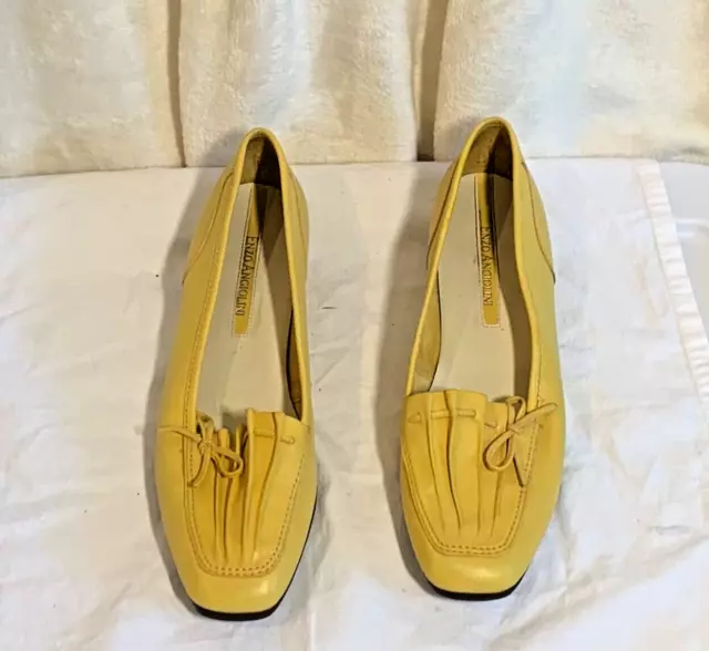 Enzo Angiolini Loafer Flats Womens  8N Yellow Slip on Leather Excellent Cond