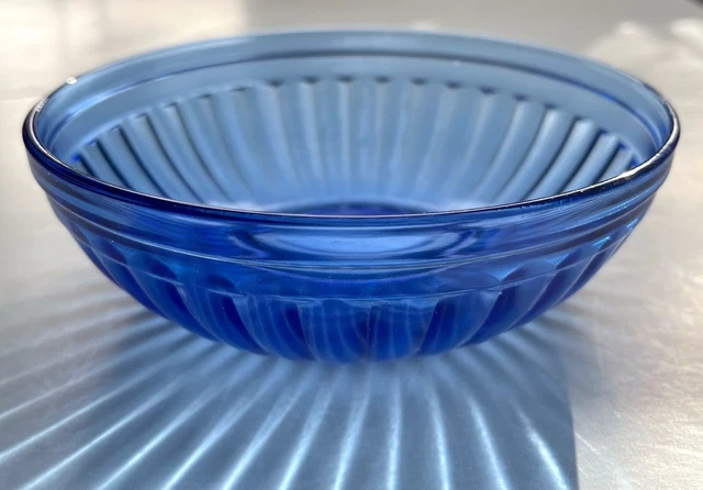 VINTAGE 1930s Hazel Atlas AURORA Cobalt Blue 5 1/2" CEREAL BOWL Depression Glass