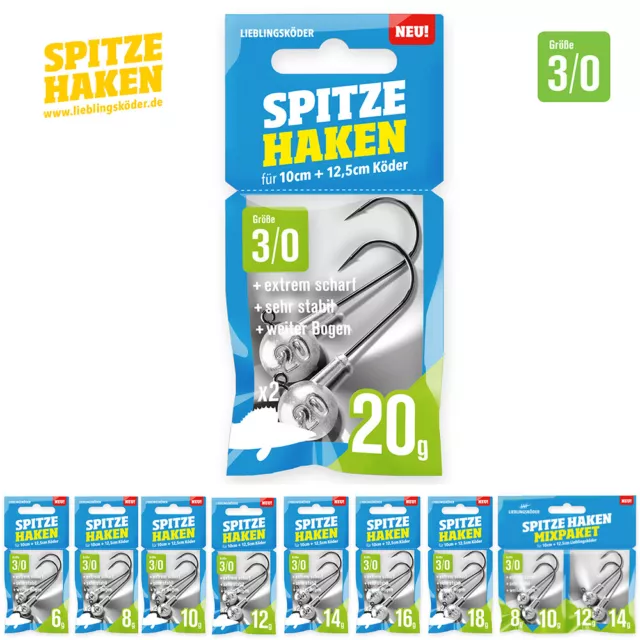 Lieblingsköder Spitze Haken 3/0 | 6g bis 20g + Mixpaket Jigkopf Jighaken Jighead