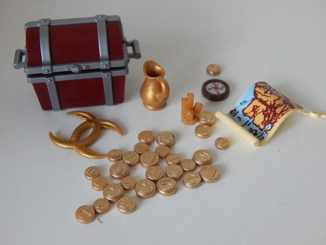 Coffre Trésor PLAYMOBIL Pirate/médiéval - Doré Avec 15 Pièces D'or - Occasion #2