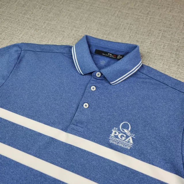 RLX Ralph Lauren Polo Shirt Men's Medium Blue Wicking PGA Golf Short Sleeve