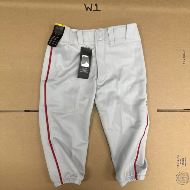 Mizuno Youth Short Pant Baseball Pant gray/red.  Size XL