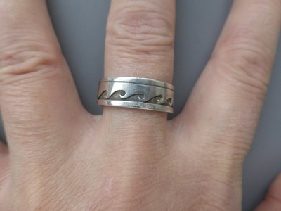 bague argent 925 poinçons 4,80gr largeur 7mm  t.62 tbé 