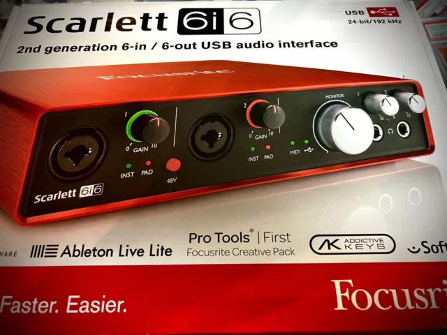 Focusrite Scarlett 6i6 (2nd Gen) USB Audio Interface 6 Inputs Outputs Protools